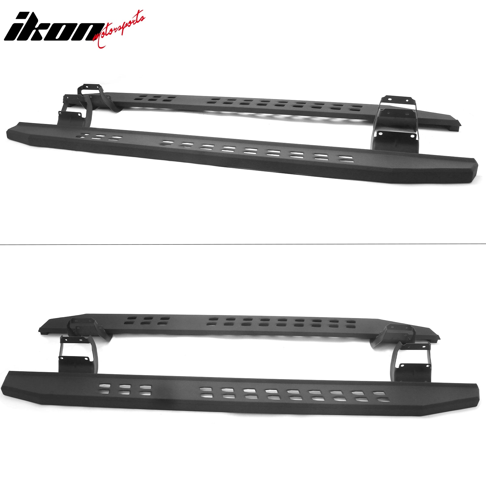 IKON MOTORSPORTS 6.3" Running Boards, Compatible with 2015-2026 Ford F-150 & 2017-2026 F-250 F-350 F-450 Super Duty SuperCrew Cab, Raptor Style Steel Black Side Step Rail Nerf Bars