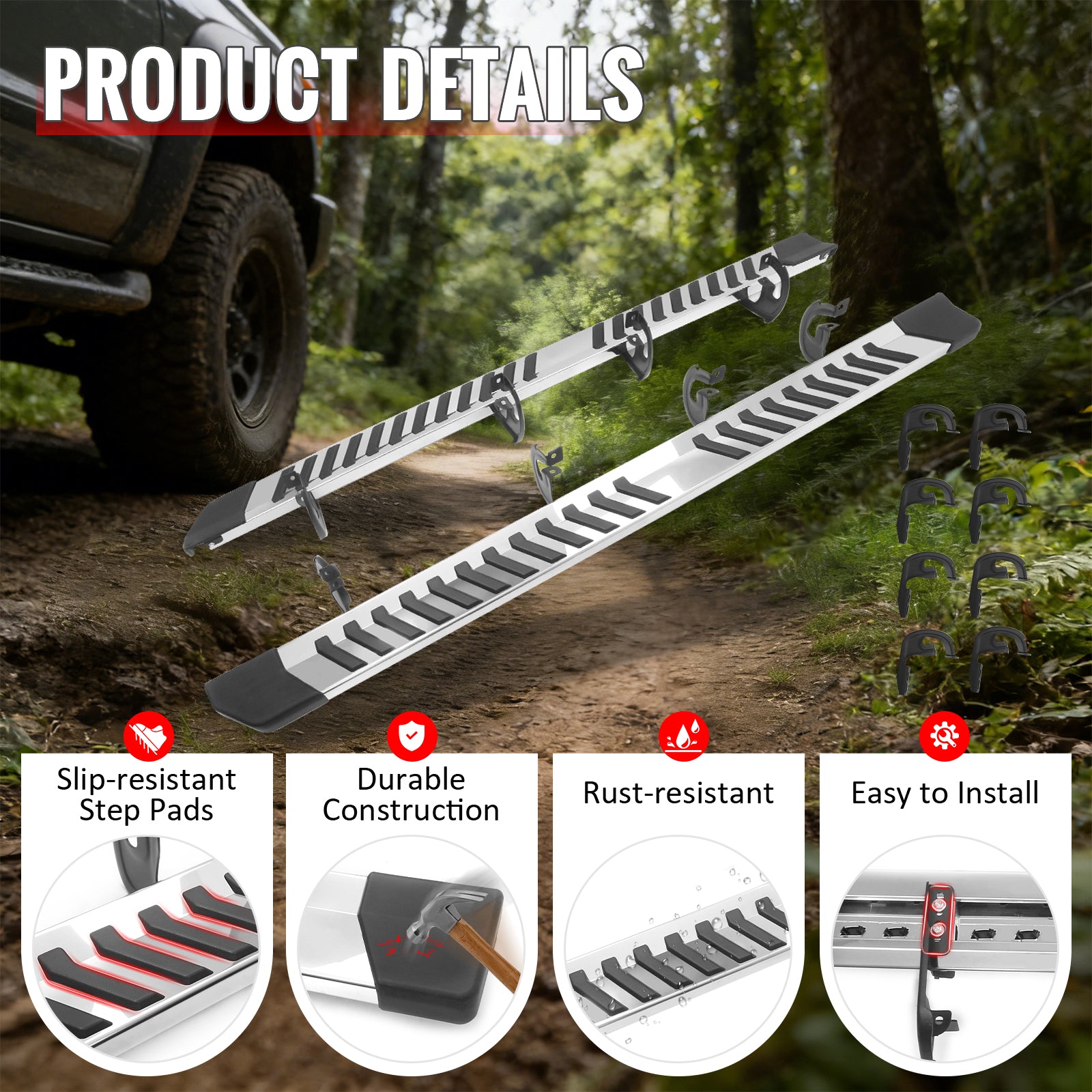 Fits 04-14 Ford F-150 SuperCab 6" OE Style Running Boards Side Step Nerf Bars
