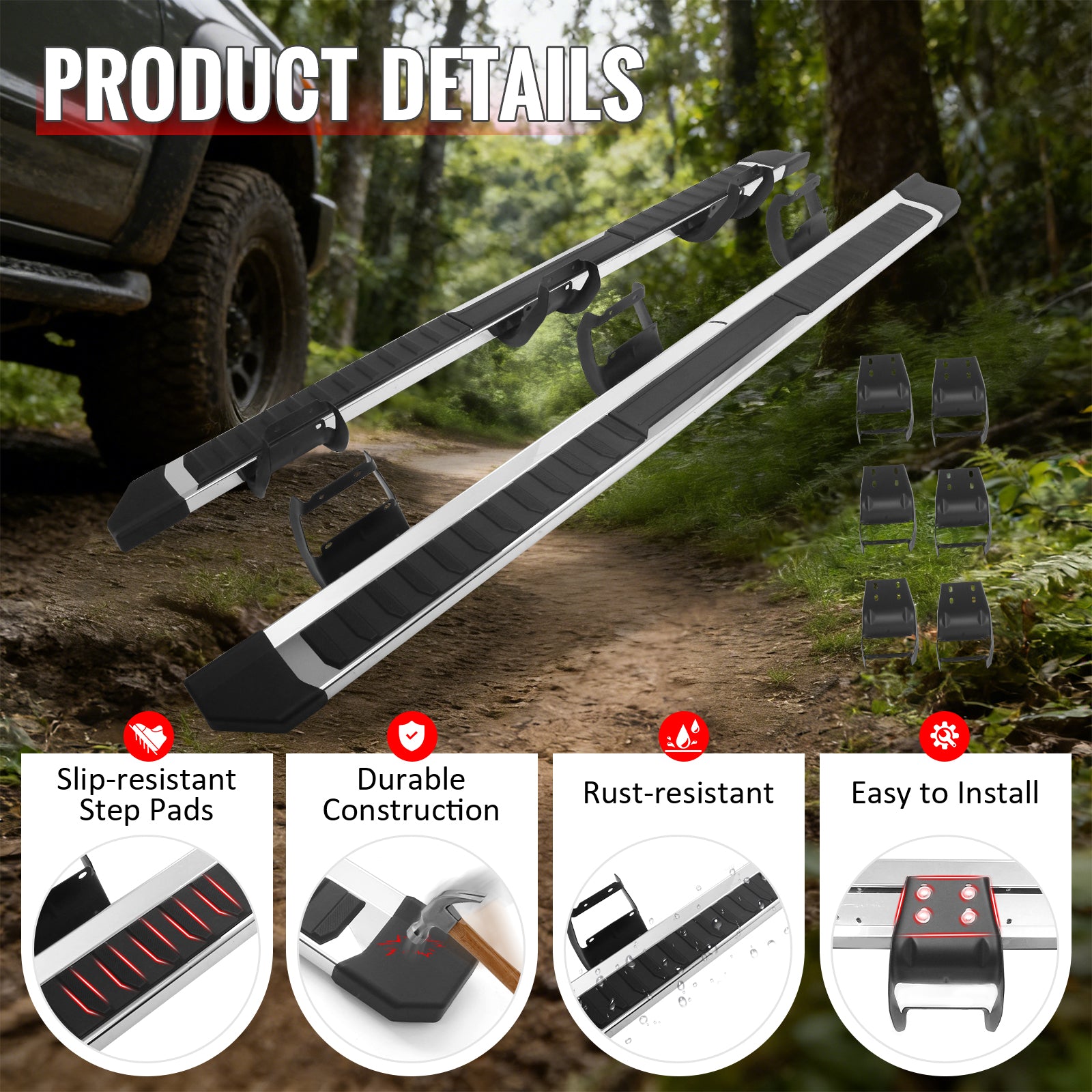Fits 04-14 Ford F-150 SuperCrew Cab 6" 21 F150 OE Style Running Boards Nerf Bars