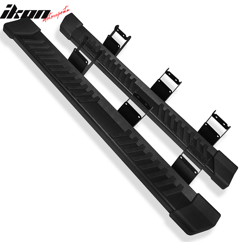 IKON MOTORSPORTS, Running Board Compatible With 2017-2023 Ford F250 Superduty Crew Cab, V Style Black Side Step Nerf Bar Pair, 2018 2019 2020 2021 2022