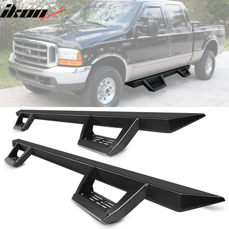 1999-2016 Ford F-250 Superduty IKON V2 Black Running Board Solid Steel