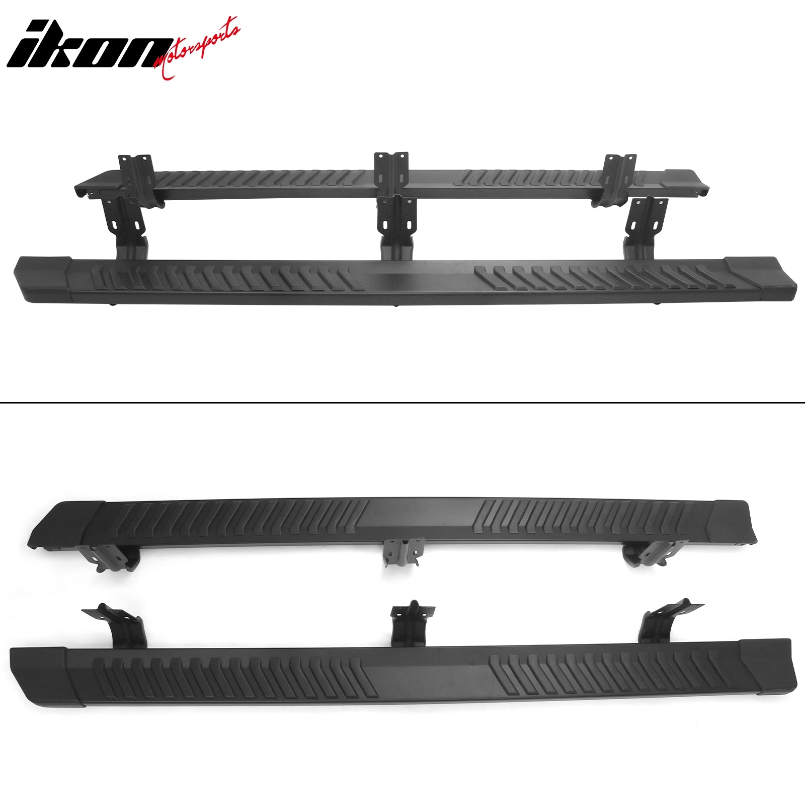 IKON MOTORSPORTS 6" Running Boards, Compatible with 1999-2016 Ford F250 F350 F450 F-250 F-350 F-450 Super Duty SuperCrew Cab, OE Style PP Pad Aluminum Black Side Step Rail Nerf Bars