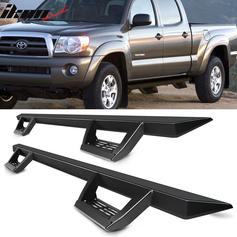 2005-2022 Toyota Tacoma Double Cab IKON V2 Black Running Boards Steel