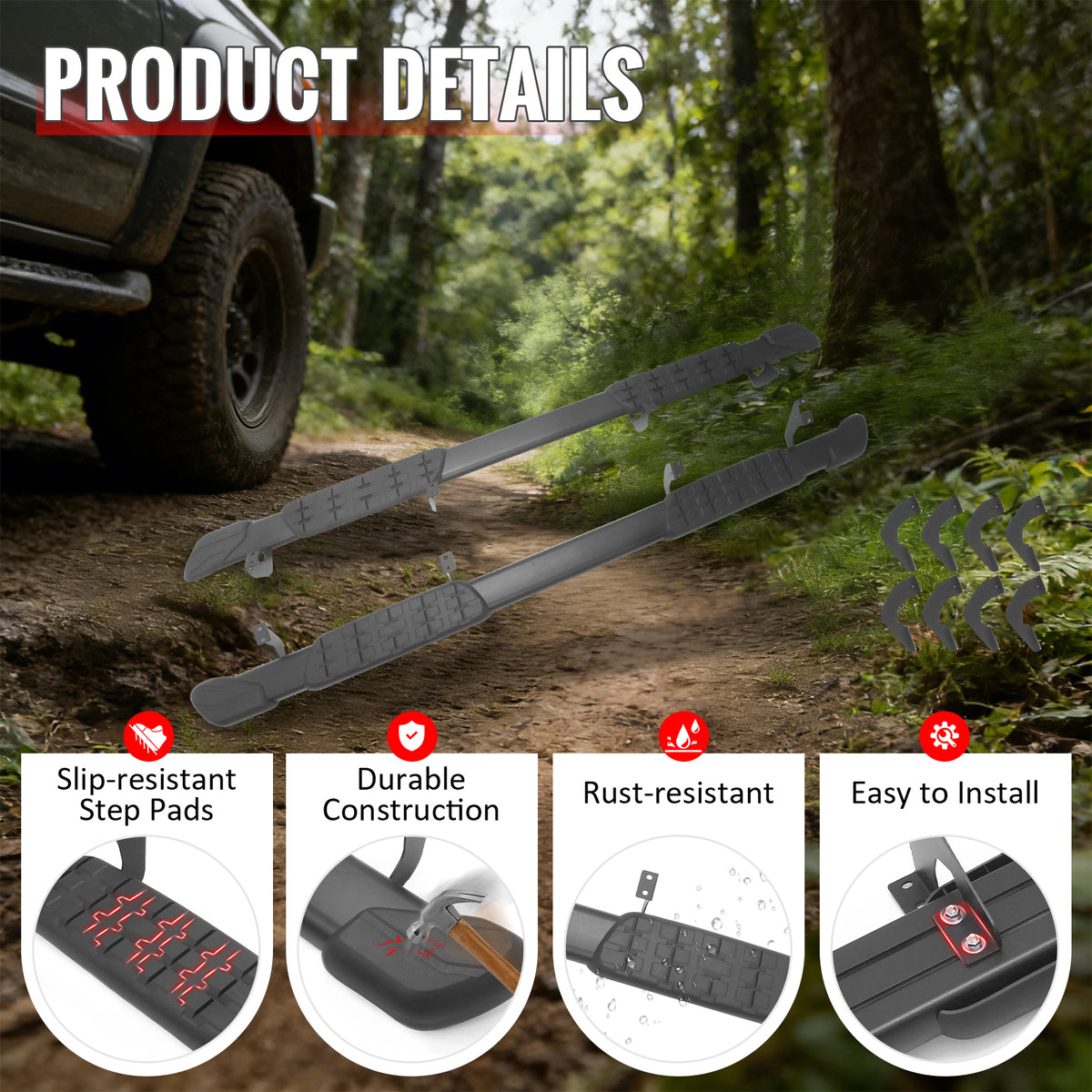 Fits 07-21 Toyota Tundra CrewMax Cab 5" OE Style Running Boards Side Step Bars
