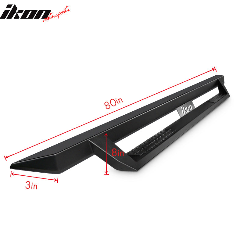 Fits 07-21 Toyota Tundra Double Cab IKON V1 Style Steel Running Boards Black
