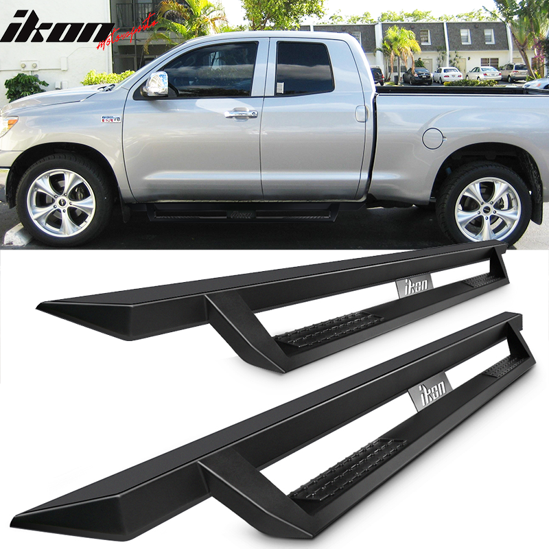 2007-2021 Toyota Tundra Double Cab IKON V1 Black Running Boards Steel