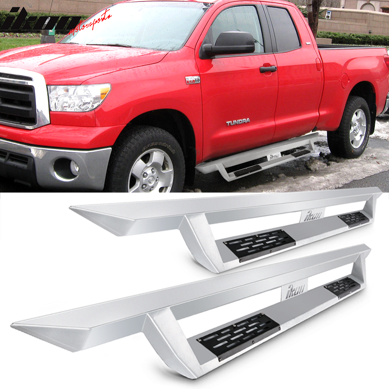 2007-2021 Toyota Tundra Double Cab IKON V1 Silver Running Boards Steel