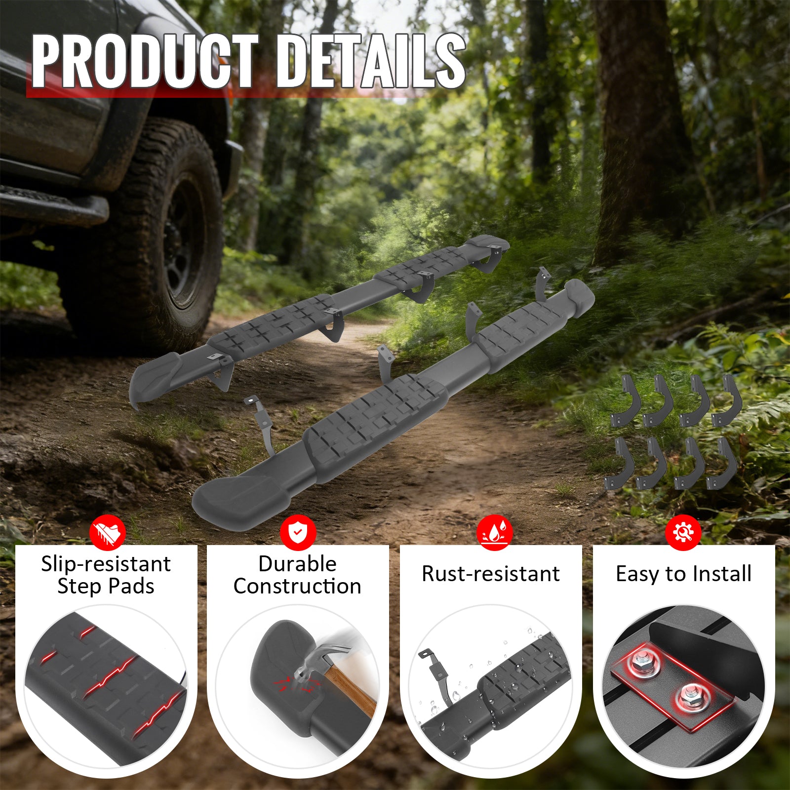 Fits 07-21 Toyota Tundra Double Cab 5" OE Style Running Boards Side Step Bars