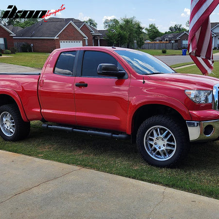 IKON MOTORSPORTS 5" Running Boards, Compatible with 2007-2021 Toyota Tundra Double Cab (Extended Cab), OE Style PP Pad Aluminum Black Side Step Rail Nerf Bars