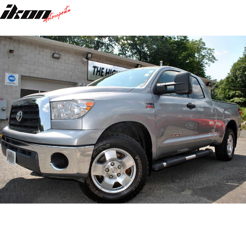 Running Boards Compatible With 2007-2021 Toyota Tundra Double Cab, Pickup Crew Cab 4Dr Side Step Bar Aluminum & ABS Plastic by IKON MOTORSPORTS