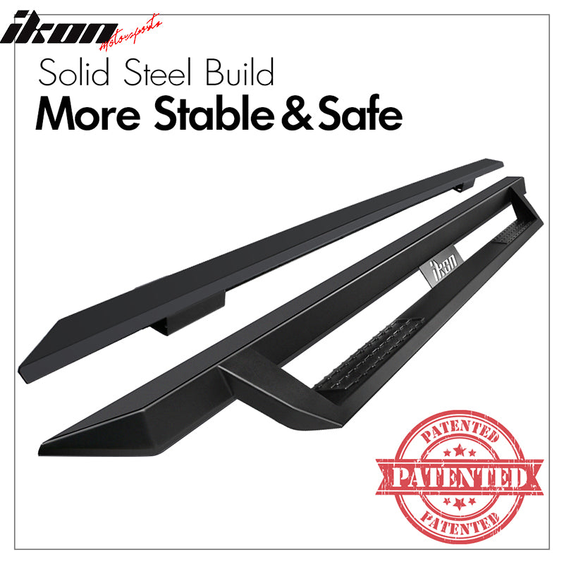 Fits 09-14 Ford F150 Crew Cab IKON V1 Style Running Boards Side Step Bar Black