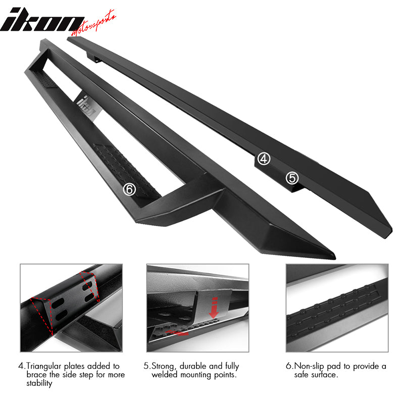 Fits 05-22 Toyota Tacoma Double Cab IKON V1 Style Steel Running Boards Black