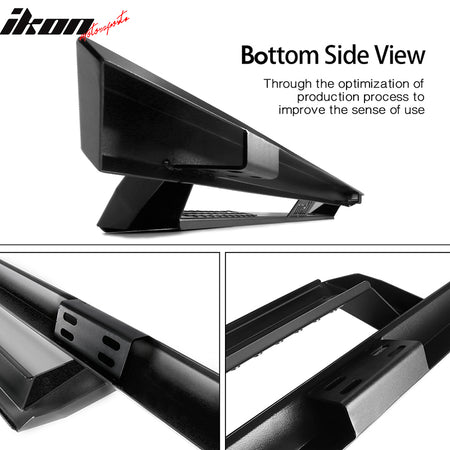 Fits 07-21 Toyota Tundra Double Cab IKON V1 Style Steel Running Boards Black
