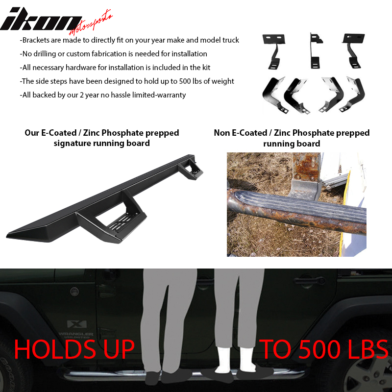 Fits 99-16 Ford F250 F350 Superduty Crew Cab IKON V2 Style Running Boards Black