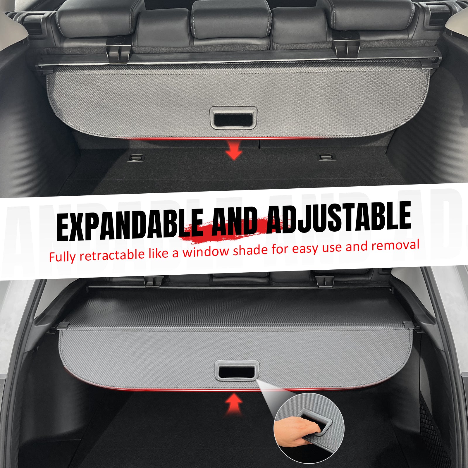 Fits 20-26 Toyota Highlander Retractable Rear Cargo Cover Carbon Fiber Print