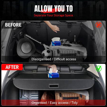 Fits 20-26 Toyota Highlander Retractable Rear Cargo Cover Carbon Fiber Print