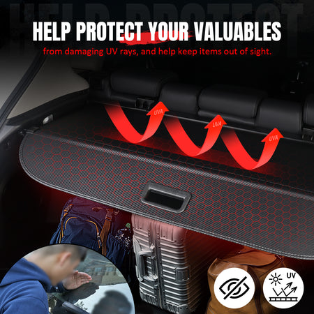 Fits 20-26 Toyota Highlander Retractable Rear Cargo Cover Carbon Fiber Print