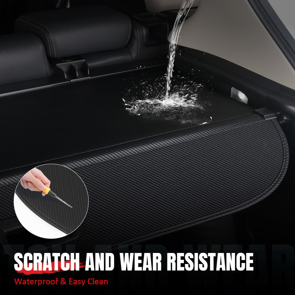 Fits 20-26 Toyota Highlander Retractable Rear Cargo Cover Carbon Fiber Print