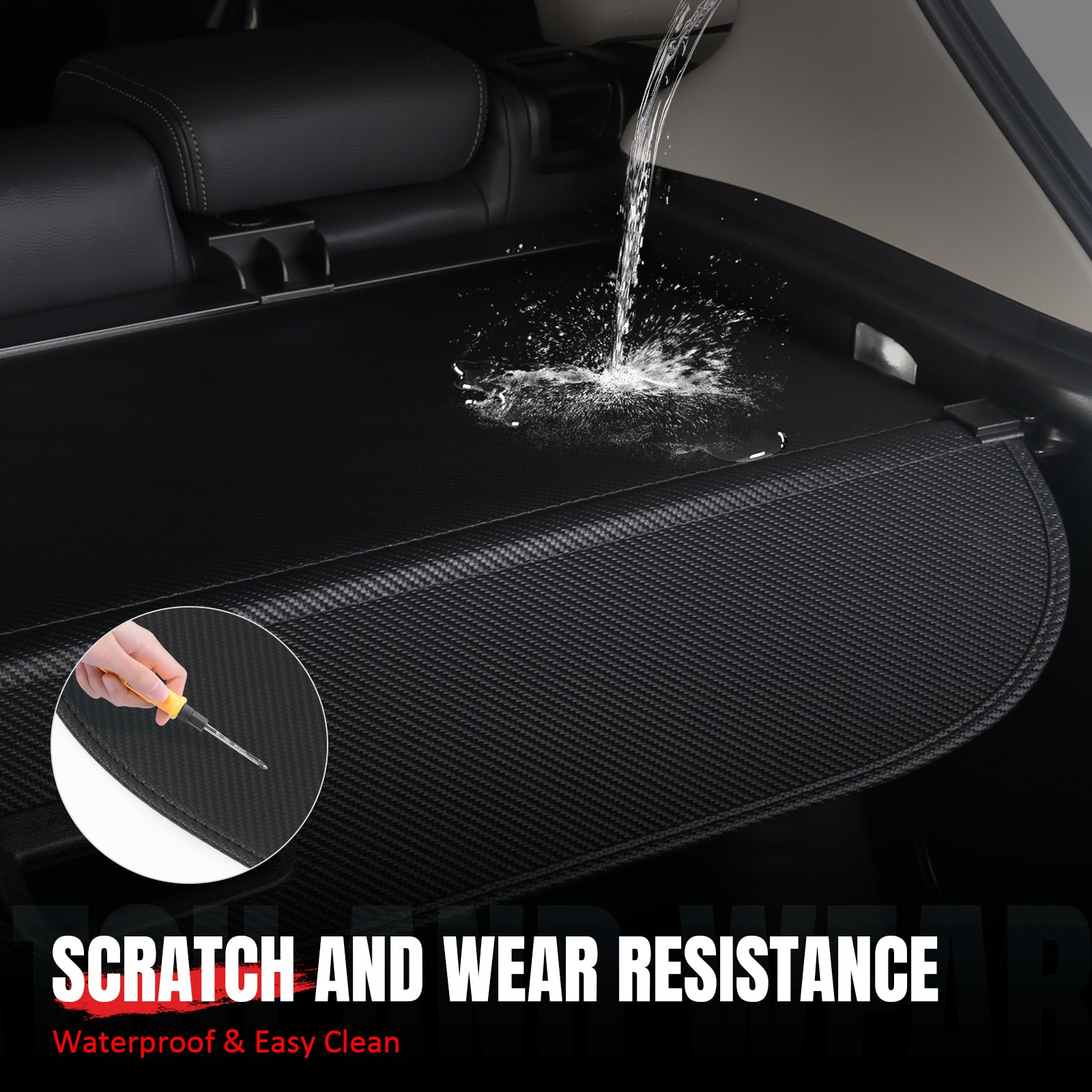 Fits 20-26 Toyota Highlander Retractable Rear Cargo Cover Carbon Fiber Print