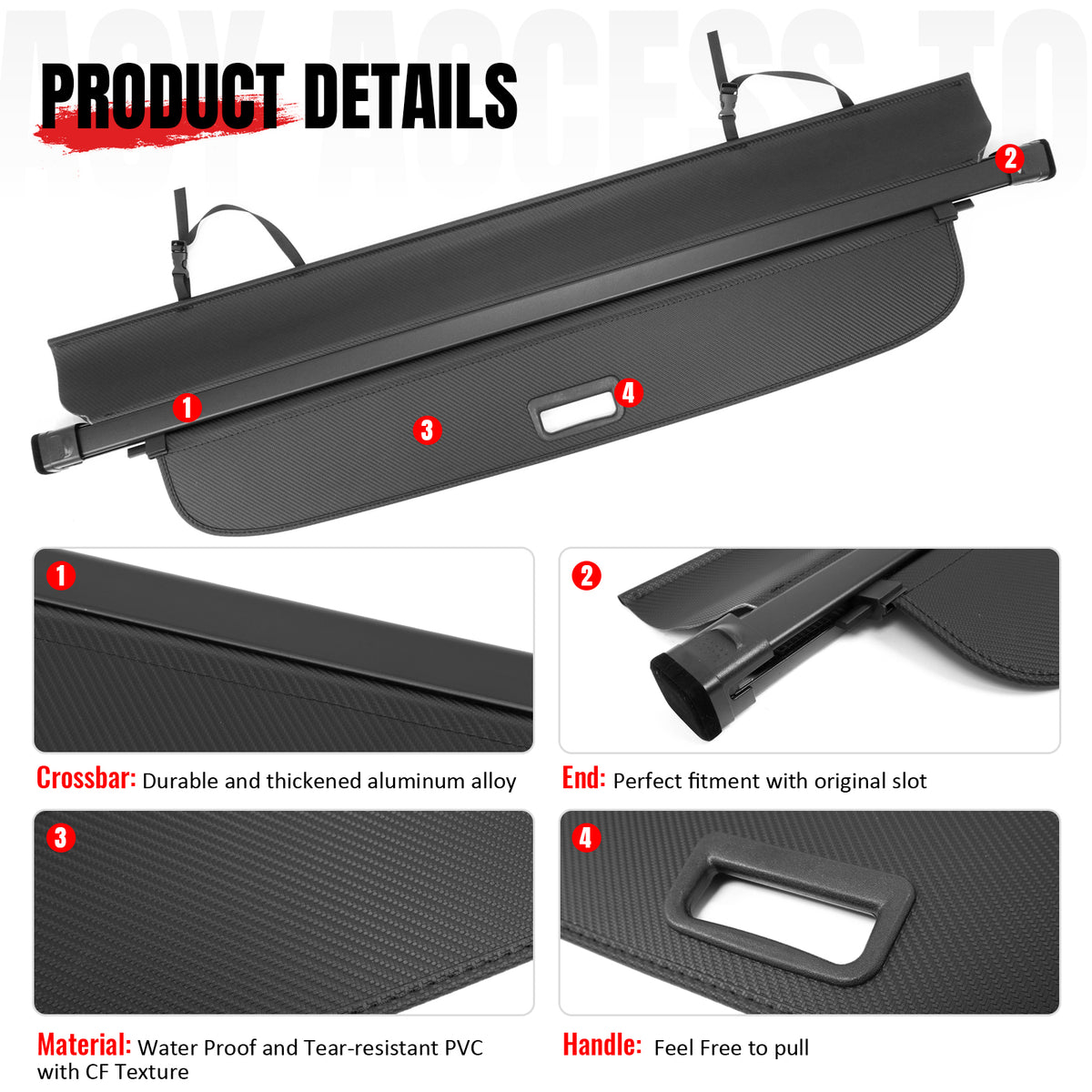 Fit 2025-2027 Chevrolet Equinox & GMC Terrain Cargo Cover Retractable