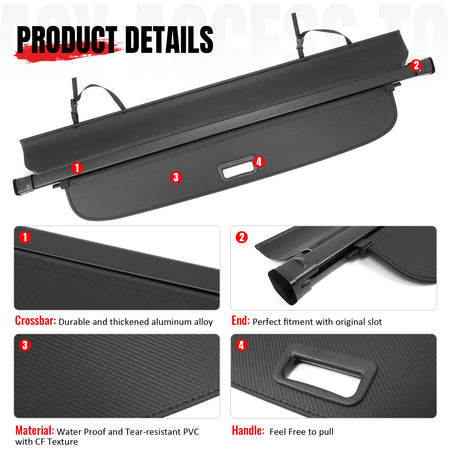Fit 2025-2027 Chevrolet Equinox & GMC Terrain Cargo Cover Retractable