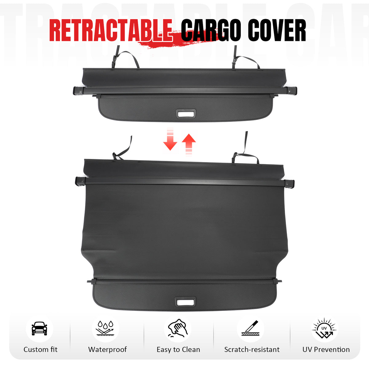 Fits 25-27 Chevy Equinox & Terrain Retractable Cargo Cover Carbon Fiber Texture