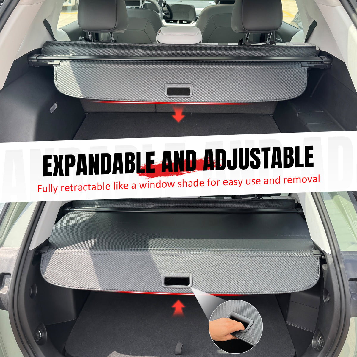 Fits 25-27 Chevy Equinox & Terrain Retractable Cargo Cover Carbon Fiber Texture