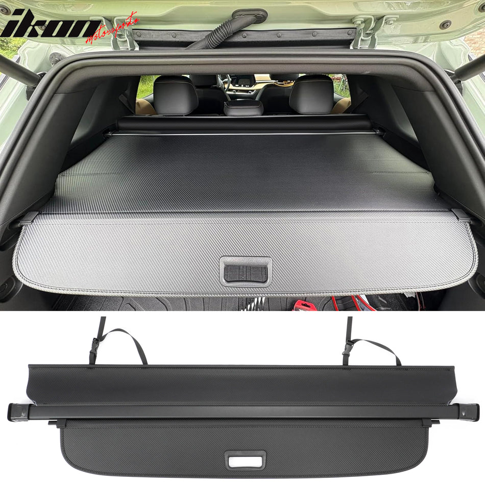 2025-2027 Chevy Equinox & GMC Terrain Retractable Cargo Cover Rear Trunk Privacy Security Shield Luggage Shade Carbon Fiber Texture ABS Aluminum Vinyl