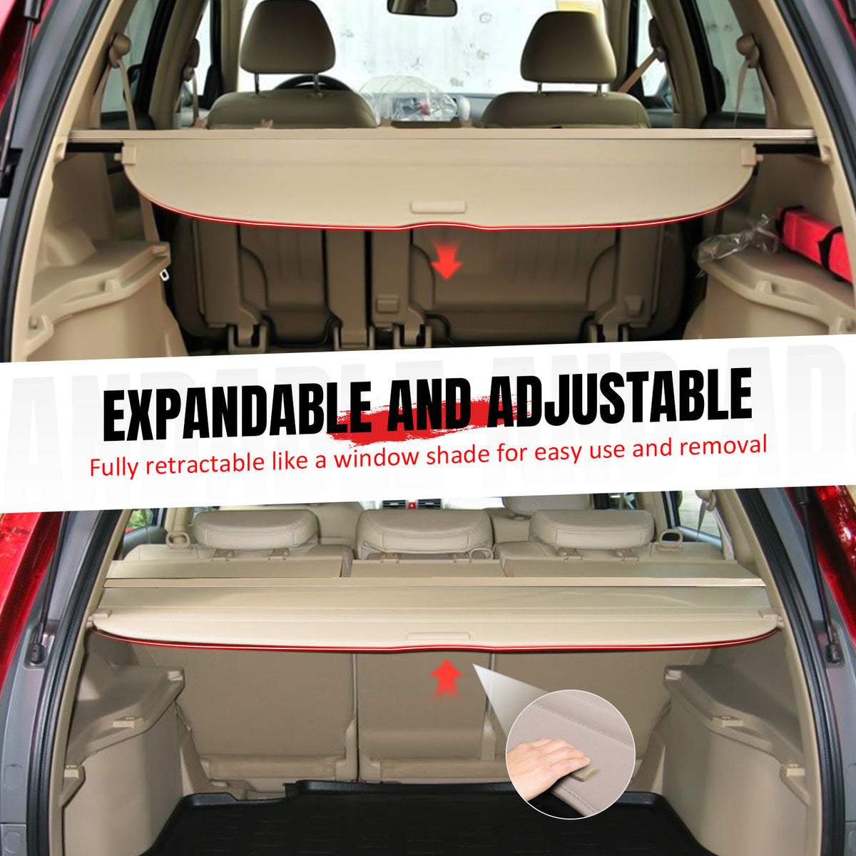 Fits 07-11 Honda CR-V OE Style Retractable Rear Trunk Privacy Cargo Cover Beige