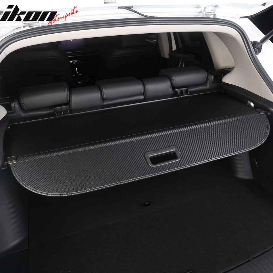 IKON MOTORSPORTS, Rear Cargo Cover Compatible With 2023-2024 Honda HR-V, Retractable Rear Trunk Security Cargo Cover Luggage Shade Carbon Fiber Print