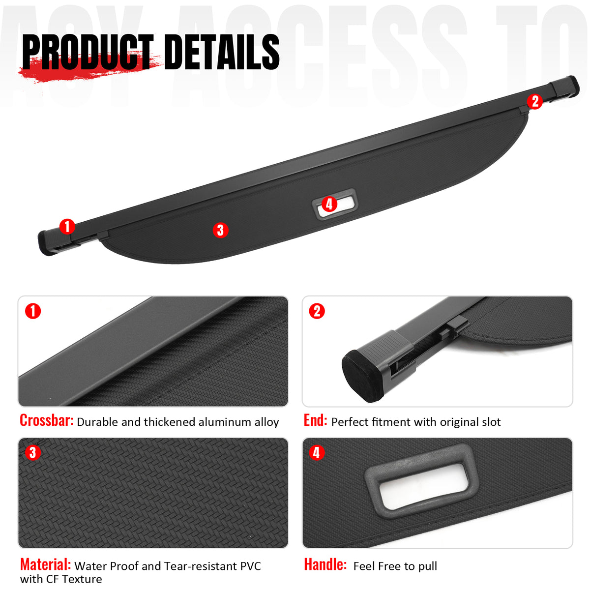 Fits 26 Hyundai Palisade Retractable Rear Trunk Cargo Cover Carbon Fiber Texture