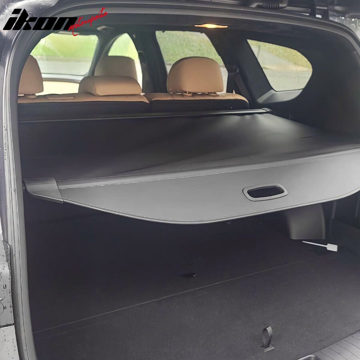IKON MOTORSPORTS, Cargo Cover Compatible with 2019-2023 Hyundai Santa Fe, Rear Tonneau Security Cover Retractable