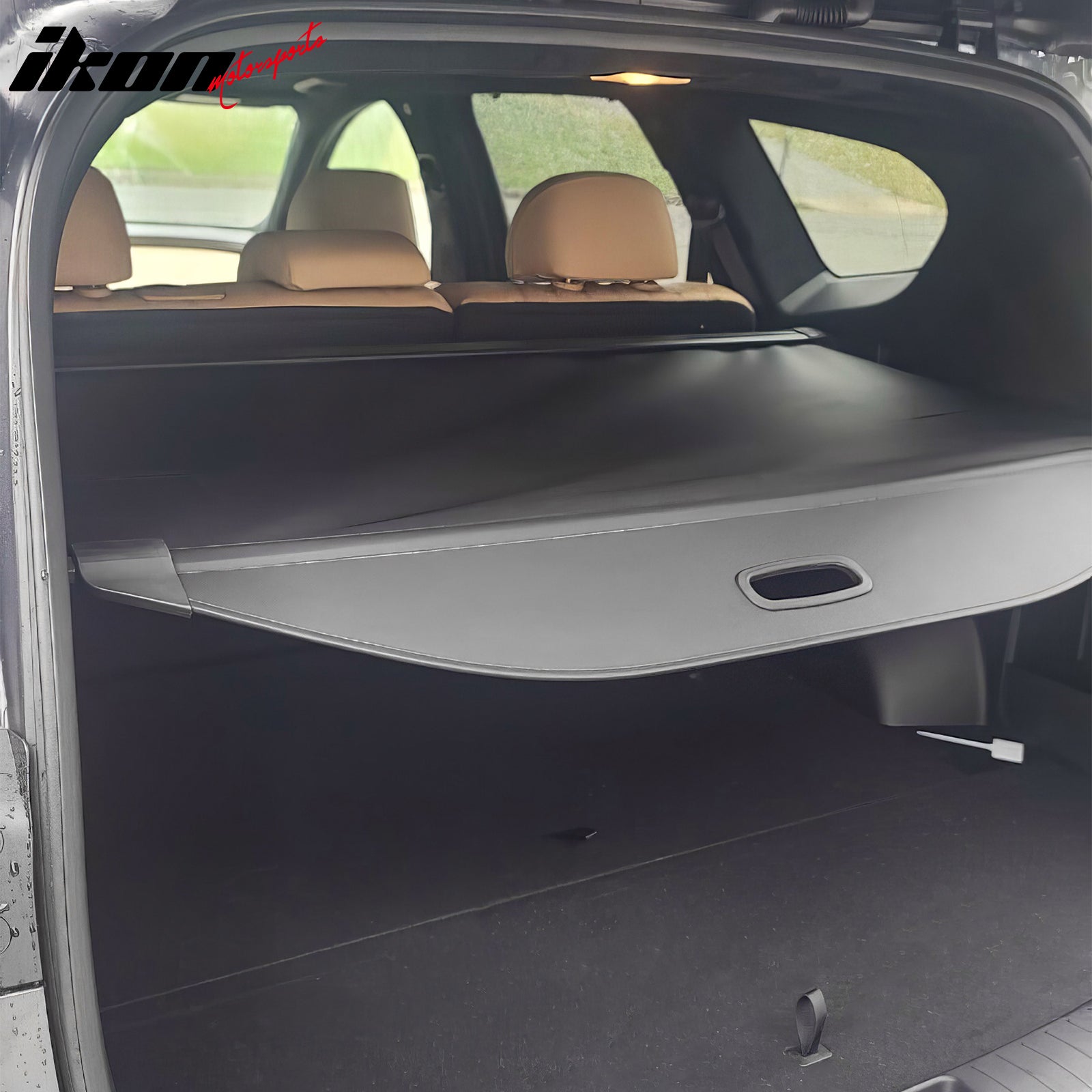 IKON MOTORSPORTS, Cargo Cover Compatible with 2019-2023 Hyundai Santa Fe, Rear Tonneau Security Cover Retractable