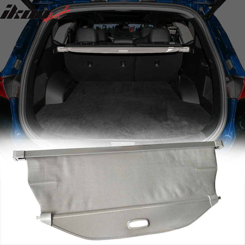 IKON MOTORSPORTS 2-in-1 Trunk Liner Set, Compatible with 2021-2023 Hyundai Santa Fe, Storage Organized Gray Cargo Cover & All-Weather Protection Waterproof Trunk Floor Mat