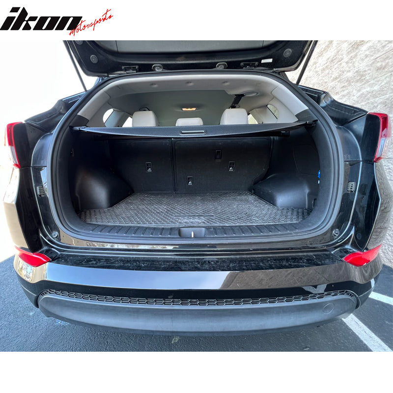 IKON MOTORSPORTS, Rear Cargo Cover Compatible With 2016-2021 Hyundai Tucson, Retractable Rear Trunk Security Cargo Cover, 2017 2018 2019 2020