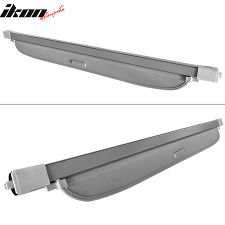 IKON MOTORSPORTS, Cargo Cover Compatible With 2007-2017 Jeep Compass & Patrior, Vinly+Aluminum Rod Tonneau Cover Retractable