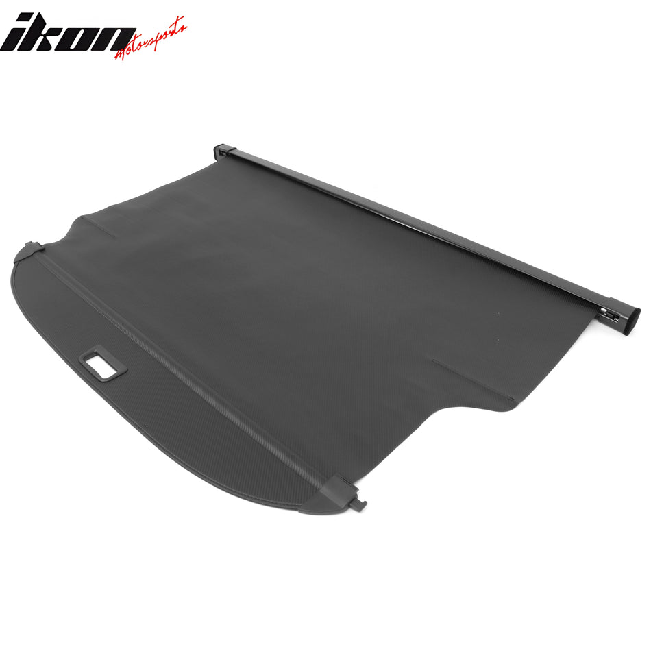 IKON MOTORSPORTS, Rear Cargo Cover Compatible With 2020-2024 Kia Telluride, Retractable Rear Trunk Security Cargo Cover Luggage Shade Carbon Fiber Print