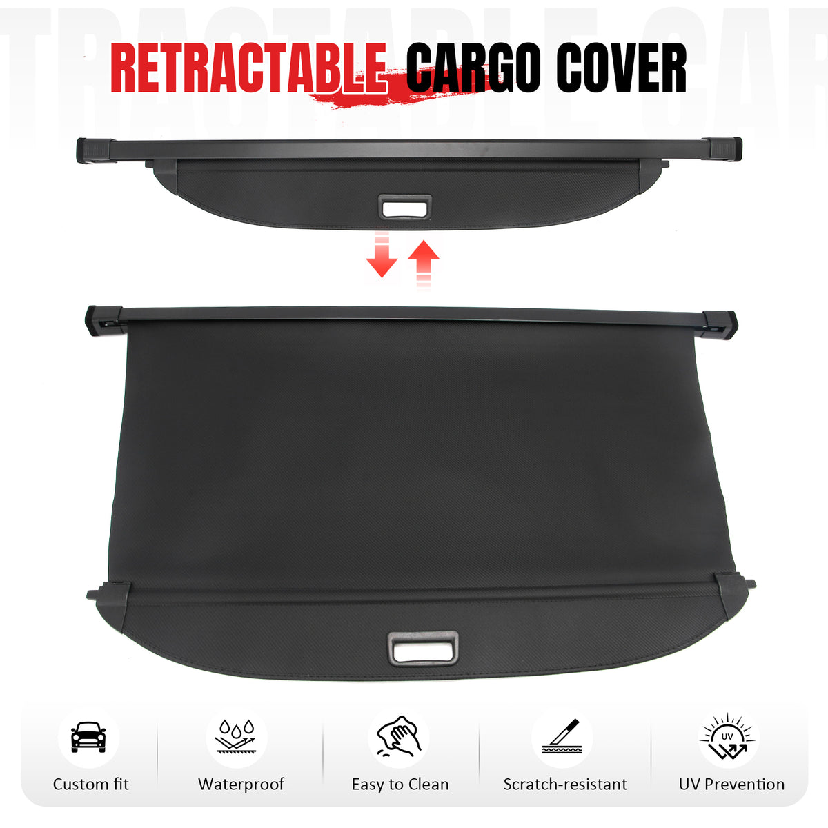 Fits 2027 Kia Telluride Black Retractable Trunk Cargo Cover Carbon Fiber Style