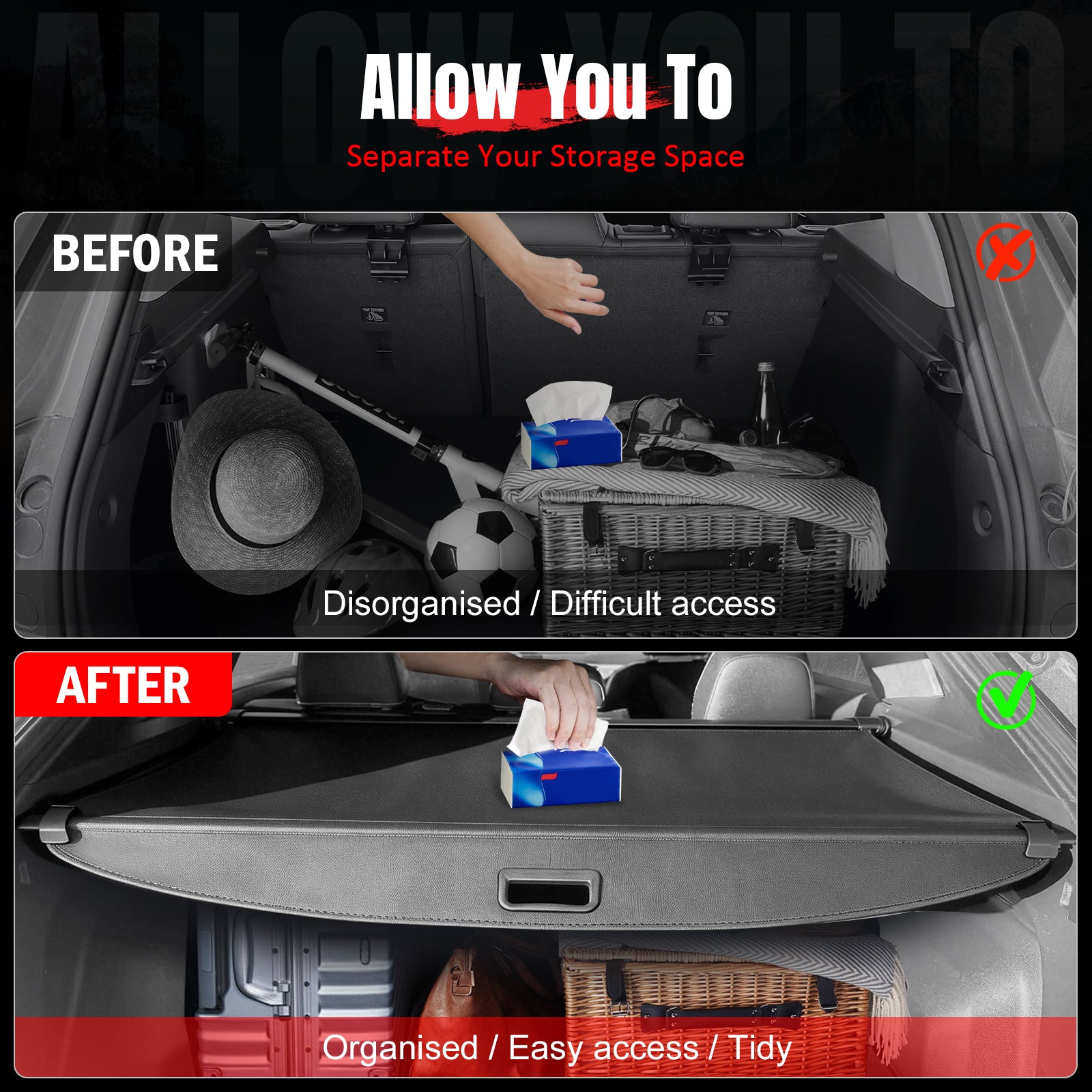 Fits 24-26 Chevrolet Traverse GMC Acadia 25-26 Buick Enclave Cargo Cover Leather