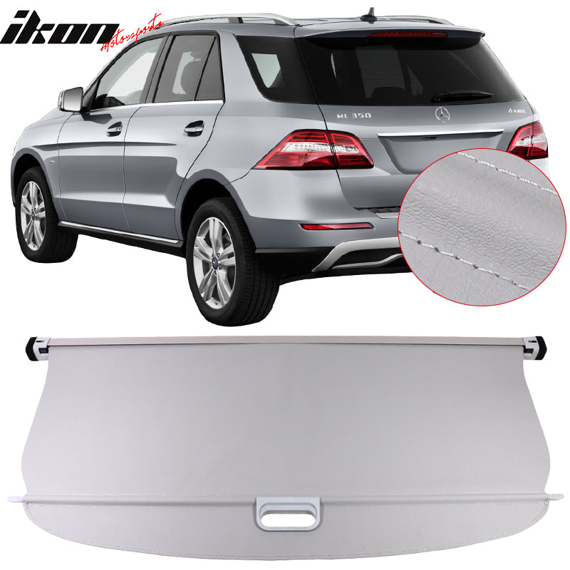 Cargo Cover Compatible With 2012-2015 Benz ML Series ML350, Beige Vinly+Aluminum Rod Tonneau Cover Retractable By IKON MOTORSPORTS, 2013 2014