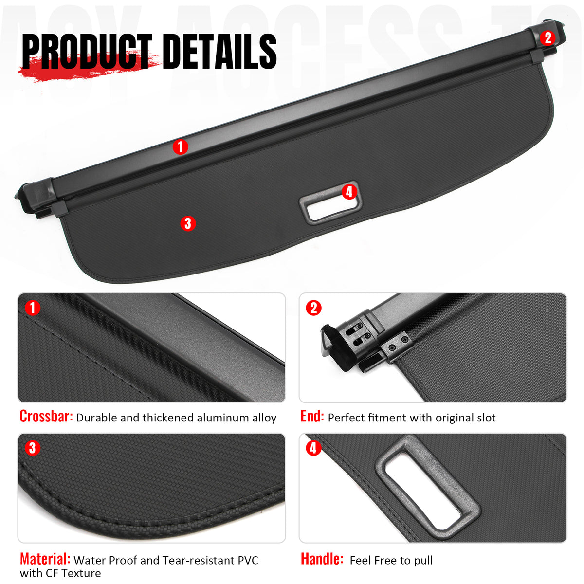 Fits 2026 Mazda CX-5 Retractable Rear Trunk Cargo Cover Carbon Fiber Texture
