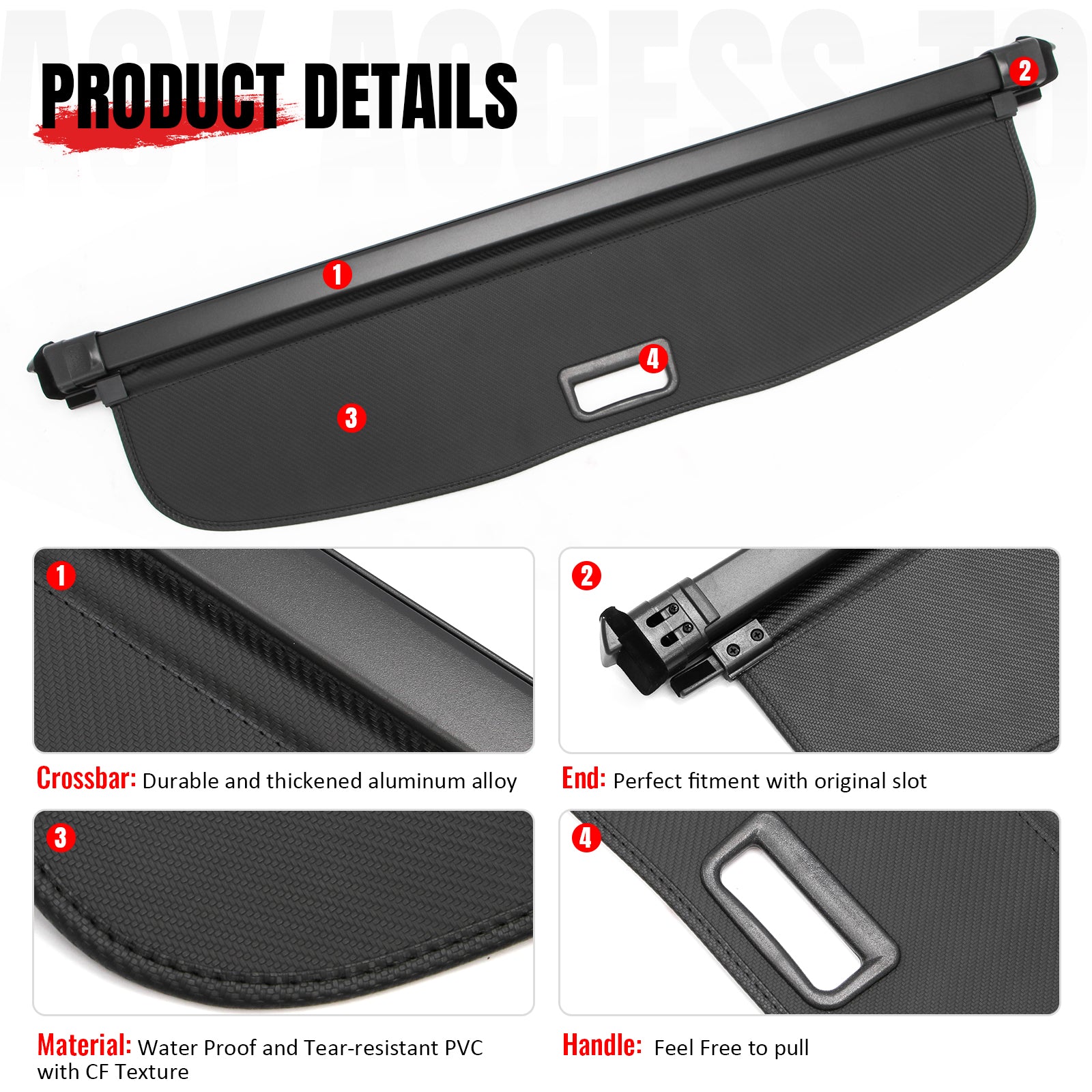Fits 2026 Mazda CX-5 Retractable Rear Trunk Cargo Cover Carbon Fiber Texture