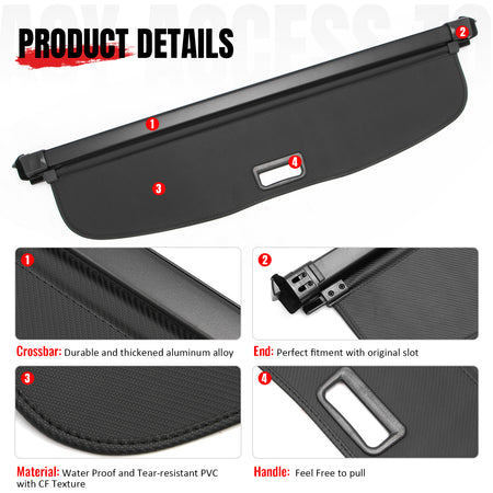 Fits 2026 Mazda CX-5 Retractable Rear Trunk Cargo Cover Carbon Fiber Texture