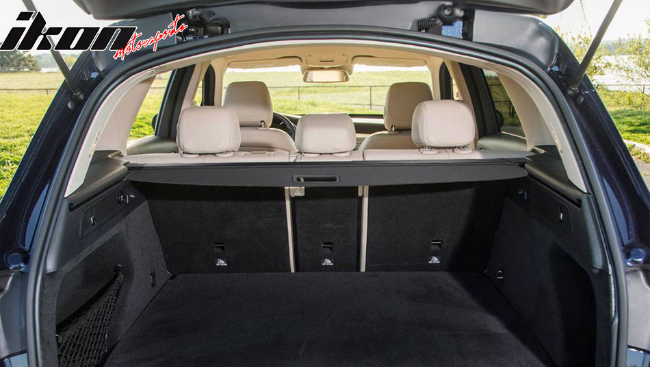 IKON MOTORSPORTS, Cargo Cover Compatible With 2016-2022 Benz GLC250 GLC300 GLC300e GLC350e GLC43 AMG (Not Fit Coupe), PVC & Aluminum Rod Black Security Rear Trunk Cover Security Retractable Shield