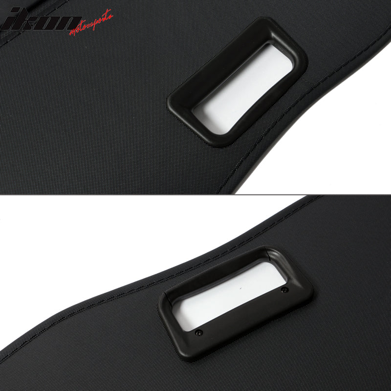 Cargo Cover Compatible With 2014-2020 Nissan X-trail Rogue, Unpainted Black Vinly+Aluminum Rod Rear Tonneau Security Cover Retractable by IKON MOTORSPORTS, 2015 2016