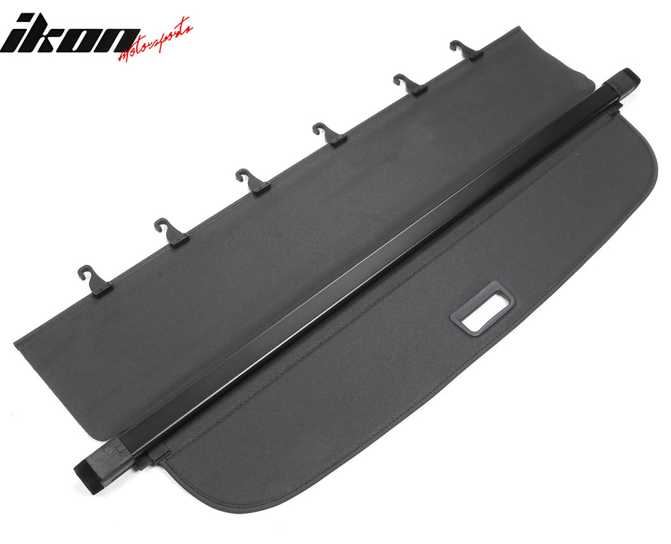 IKON MOTORSPORTS, Cargo Cover Compatible With 2020-2024 Subaru Outback All Models, OEM Style PVC & Aluminum Rod Black Security Rear Trunk Cover Security Retractable Shield, 2021 2022