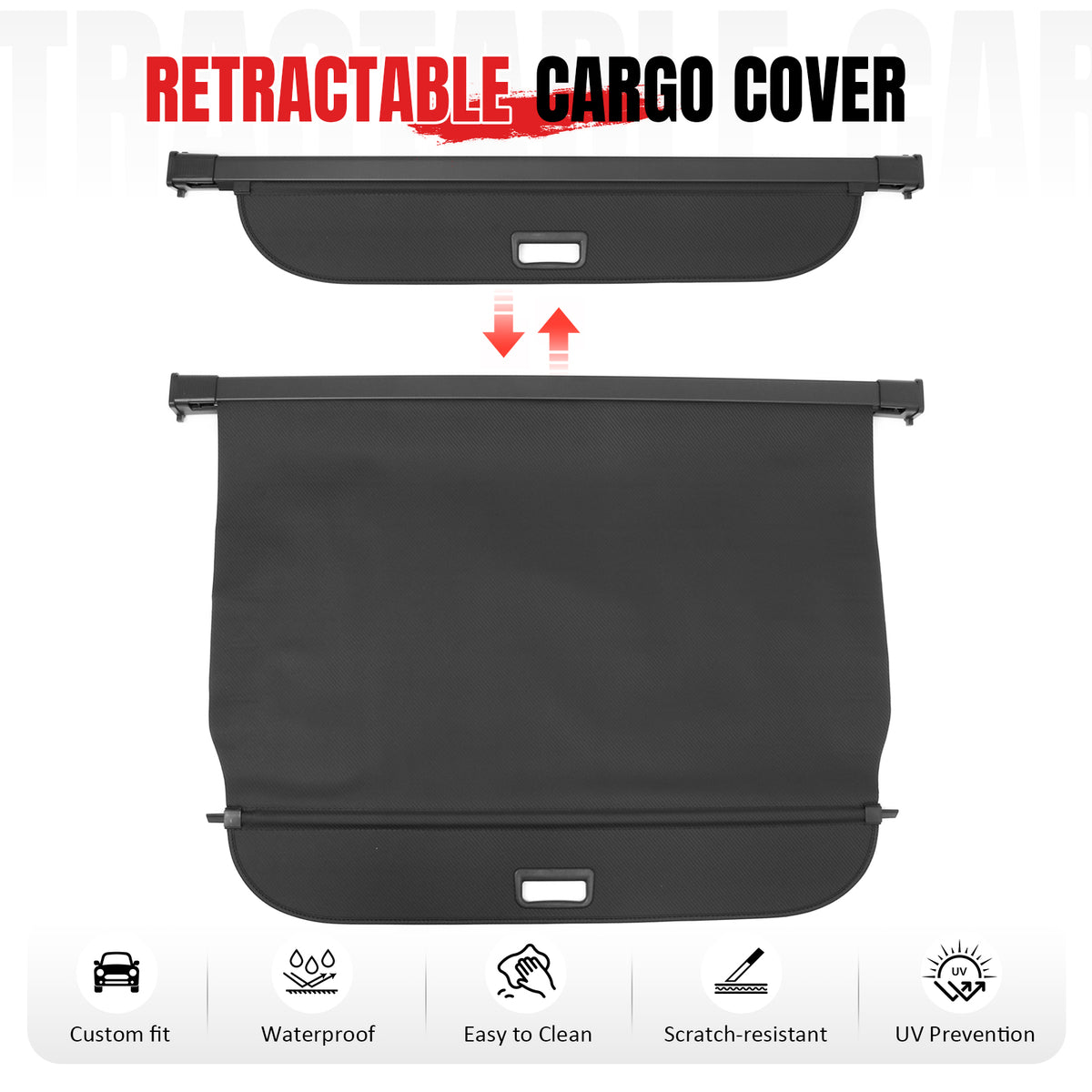 Fits 19-26 Volvo V60 Cross Country Retractable Cargo Cover Carbon Fiber Texture