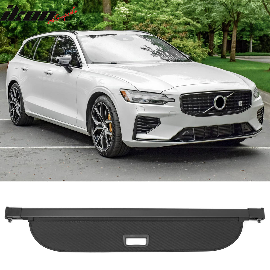 2019-2025 Volvo V60 & 2020-2026 V60 Cross Country Retractable Cargo Cover Rear Trunk Privacy Security Shield Luggage Shade Carbon Fiber Texture