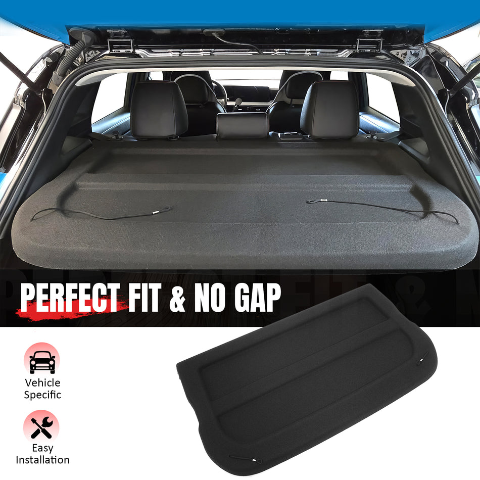 IKON MOTORSPORTS, Rear Non Retractable Cargo Cover Compatible with 2025-2026 Nissan Kicks, Reinforced Molded Plastic with Felt Lining Trunk Security Luggage Shield Shade, Black
