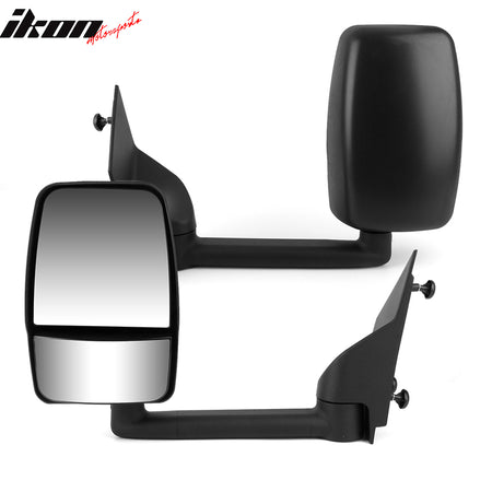 Fits 03-17 Chevy Express GMC Savana Side View Towing Mirrors Textured Black Left